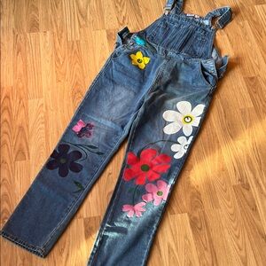 MISSLOOK Floral Blue Denim Overalls